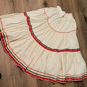 1970's Full Tiered Skirt of Cream Colored